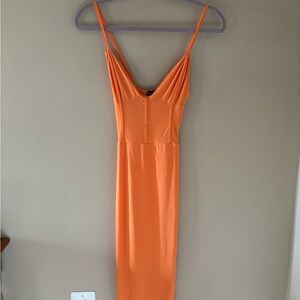 PLT Woman’s Orange Spaghetti Strap Maxi Dress